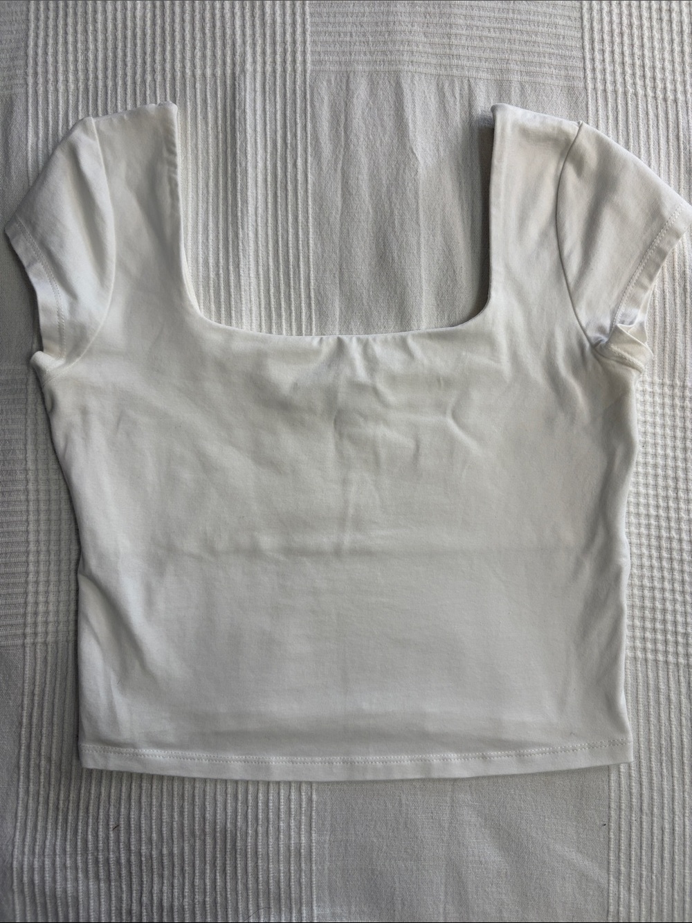 White Square-Neck Crop Top